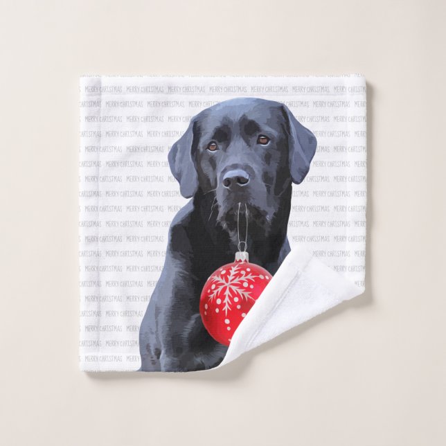 Black Lab Joyeux Noël - adorable chien du Labrador (Gant de toilette)
