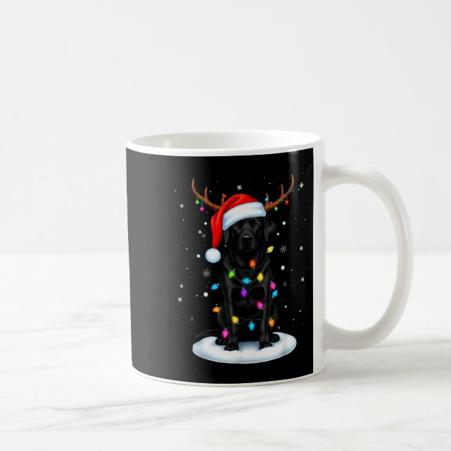 Black Lab Labrador Christmas Dog Reindeer Lights P Coffee Mug (Right)