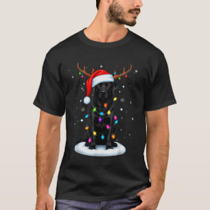 Black Lab Labrador Christmas Dog Reindeer Lights P T-Shirt