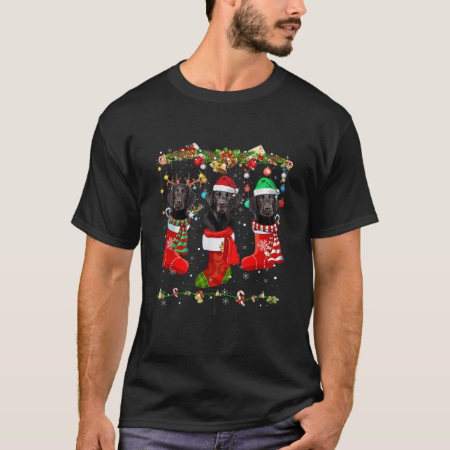 Black Lab Labrador Christmas Socks Funny Xmas Paja T-Shirt (Front)