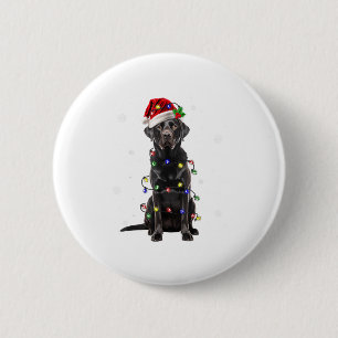 Black Lab Labrador Christmas Tree Light Pajama Dog 2 Inch Round Button