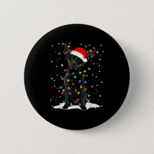 Black Lab Labrador Christmas Tree Light Pajama Dog 2 Inch Round Button
