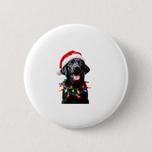 Black Lab Labrador Christmas Tree Light Pajama Dog 2 Inch Round Button