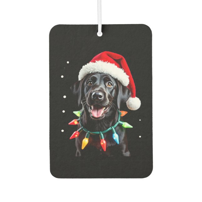 Black Lab Labrador Christmas Tree Light Pajama Dog Air Freshener (Front)