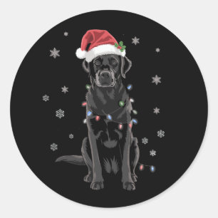 Black Lab Labrador Christmas Tree Light Pajama Dog Classic Round Sticker