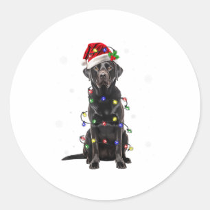 Black Lab Labrador Christmas Tree Light Pajama Dog Classic Round Sticker