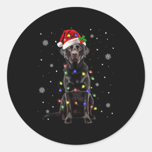 Black Lab Labrador Christmas Tree Light Pajama Dog Classic Round Sticker