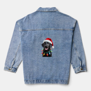 Black Lab Labrador Christmas Tree Light Pajama Dog Denim Jacket