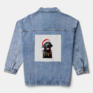 Black Lab Labrador Christmas Tree Light Pajama Dog Denim Jacket
