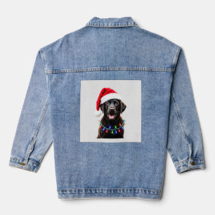 Black Lab Labrador Christmas Tree Light Pajama Dog Denim Jacket
