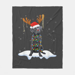 Black Lab Labrador Christmas Tree Light Pajama Dog Fleece Blanket