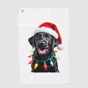 Black Lab Labrador Christmas Tree Light Pajama Dog Golf Towel
