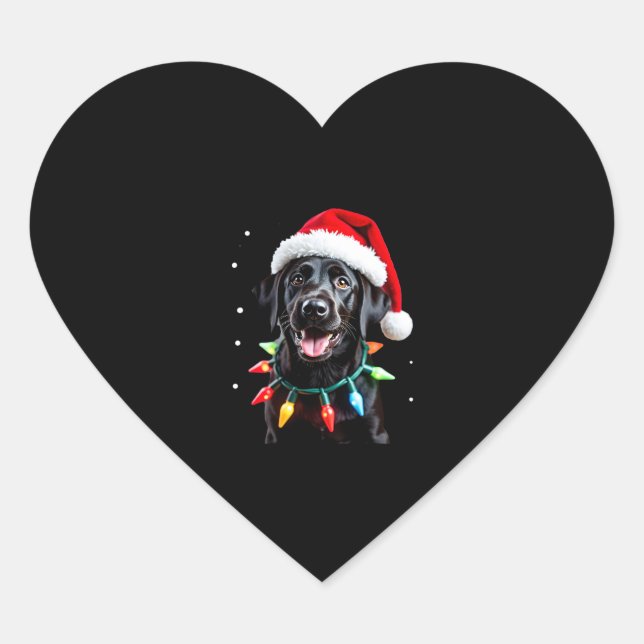 Black Lab Labrador Christmas Tree Light Pajama Dog Heart Sticker (Front)