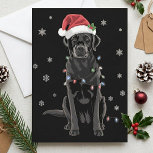 Black Lab Labrador Christmas Tree Light Pajama Dog Holiday Card