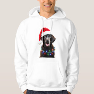 Black Lab Labrador Christmas Tree Light Pajama Dog Hoodie