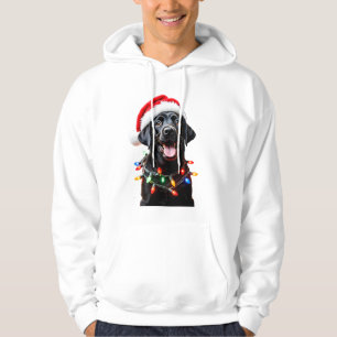 Black Lab Labrador Christmas Tree Light Pajama Dog Hoodie
