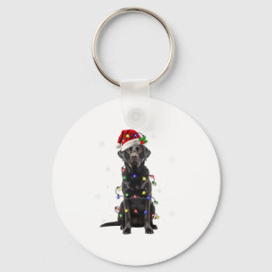 Black Lab Labrador Christmas Tree Light Pajama Dog Keychain