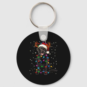 Black Lab Labrador Christmas Tree Light Pajama Dog Keychain