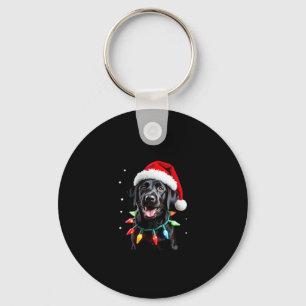 Black Lab Labrador Christmas Tree Light Pajama Dog Keychain