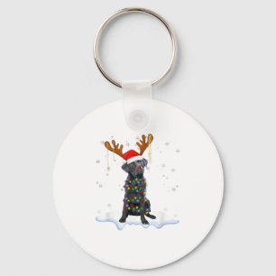 Black Lab Labrador Christmas Tree Light Pajama Dog Keychain