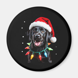Black Lab Labrador Christmas Tree Light Pajama Dog Magnet