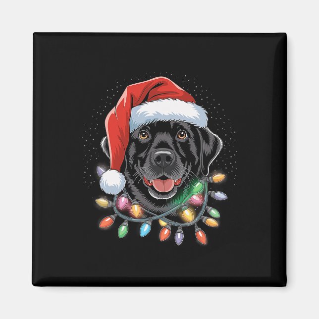Black Lab Labrador Christmas Tree Light Pajama Dog Magnet (Front)