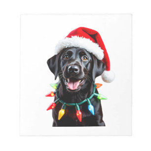 Black Lab Labrador Christmas Tree Light Pajama Dog Notepad