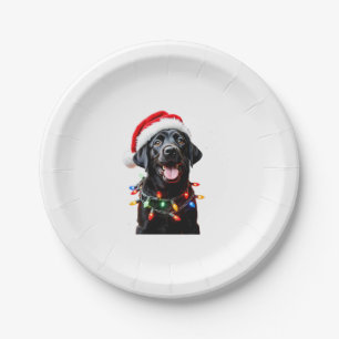 Black Lab Labrador Christmas Tree Light Pajama Dog Paper Plate