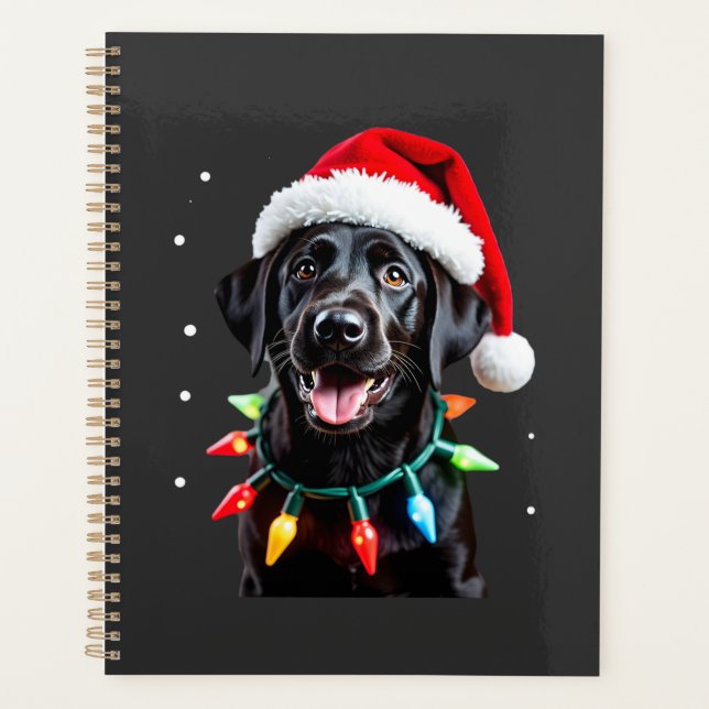 Black Lab Labrador Christmas Tree Light Pajama Dog Planner (Front)