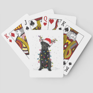 Black Lab Labrador Christmas Tree Light Pajama Dog Playing Cards