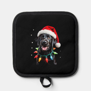 Black Lab Labrador Christmas Tree Light Pajama Dog Pot Holder