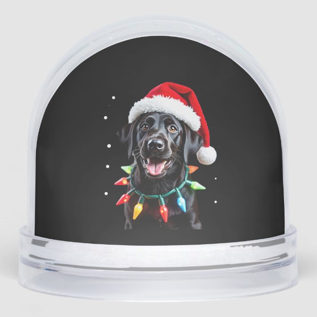 Black Lab Labrador Christmas Tree Light Pajama Dog Snowglobe (Front)