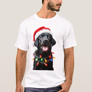 Black Lab Labrador Christmas Tree Light Pajama Dog T-Shirt