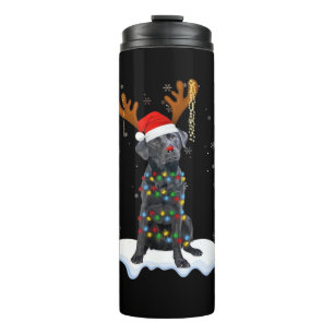 Black Lab Labrador Christmas Tree Light Pajama Dog Thermal Tumbler