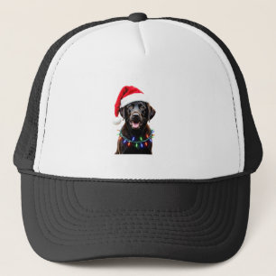 Black Lab Labrador Christmas Tree Light Pajama Dog Trucker Hat