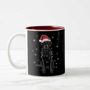 Black Lab Labrador Christmas Tree Light Pajama Dog Two-Tone Coffee Mug