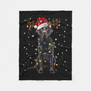 Black Lab Labrador Christmas Tree Reindeer Pajama  Fleece Blanket