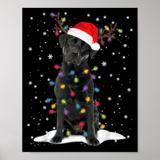 Black Lab Labrador Christmas Tree Reindeer Pajama Poster