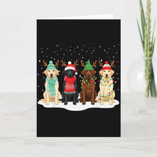 Black Lab Labrador Dog Christmas Crew Matching Fam Card (Front)