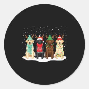 Black Lab Labrador Dog Christmas Crew Matching Fam Classic Round Sticker
