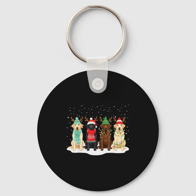 Black Lab Labrador Dog Christmas Crew Matching Fam Keychain (Front)