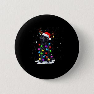 Black Lab Labrador Dog Funny Christmas Lights Rein 2 Inch Round Button