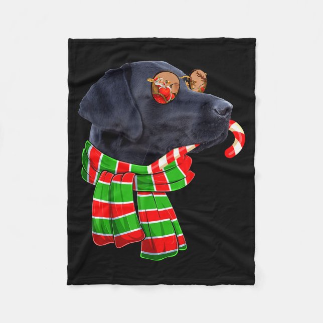 Black Lab Labrador Dog Owners Christmas Xmas Holid Fleece Blanket (Front)