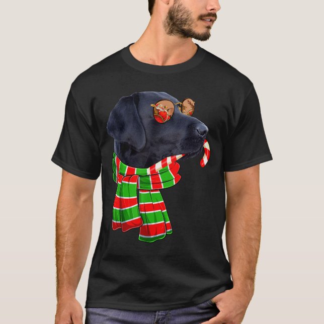 Black Lab Labrador Dog Owners Christmas Xmas Holid T-Shirt (Front)