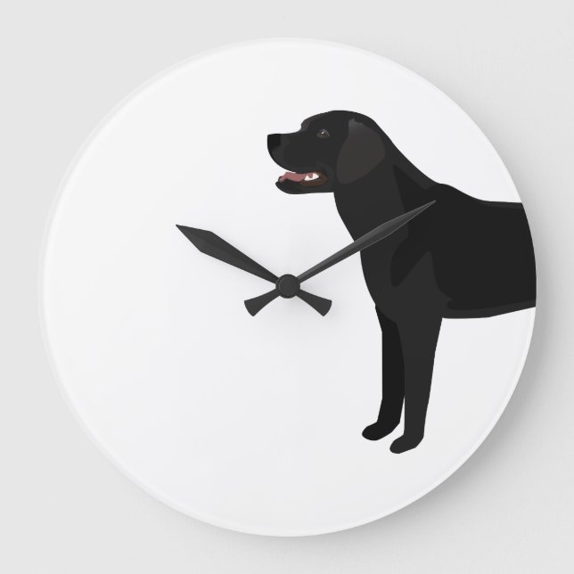 Black Lab - Labrador Retriever Breed Silhouette Large Clock (Front)