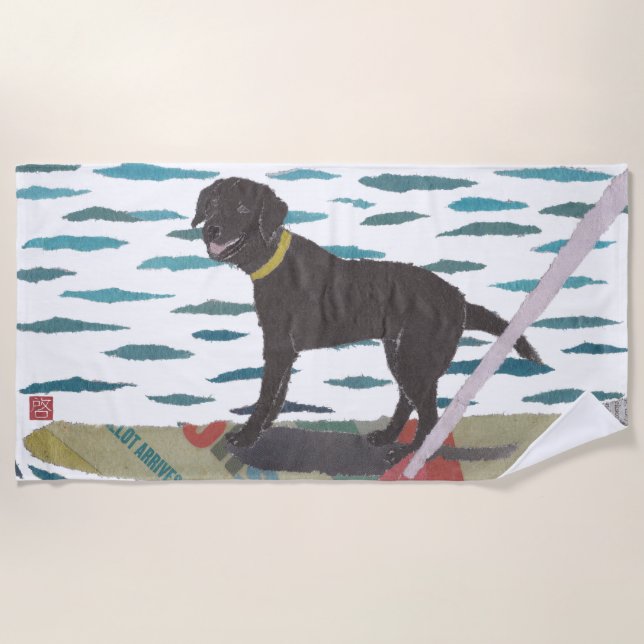 Black Lab, Labrador Retriever, Modern, Beach Dog Towel (Front)