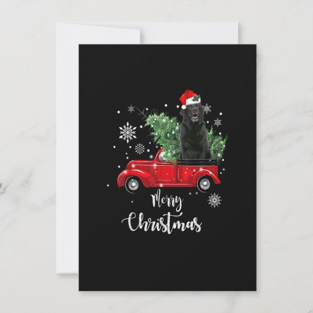 Black Lab Labrador Ride Red Truck Christmas Pajama Invitation (Front)