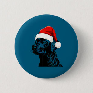 Black Lab Labrador Santa Hat Christmas Holiday Pet 2 Inch Round Button