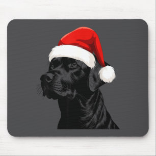 Black Lab Labrador Santa Hat Christmas Holiday Pet Mouse Pad