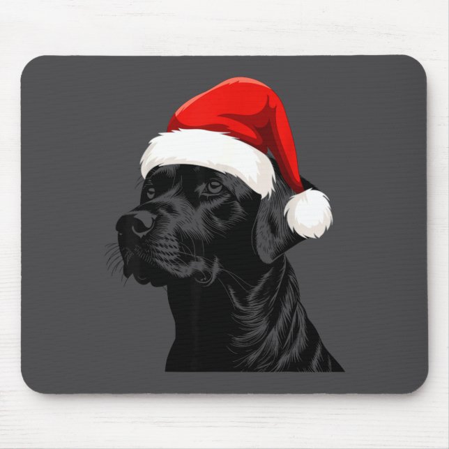 Black Lab Labrador Santa Hat Christmas Holiday Pet Mouse Pad (Front)